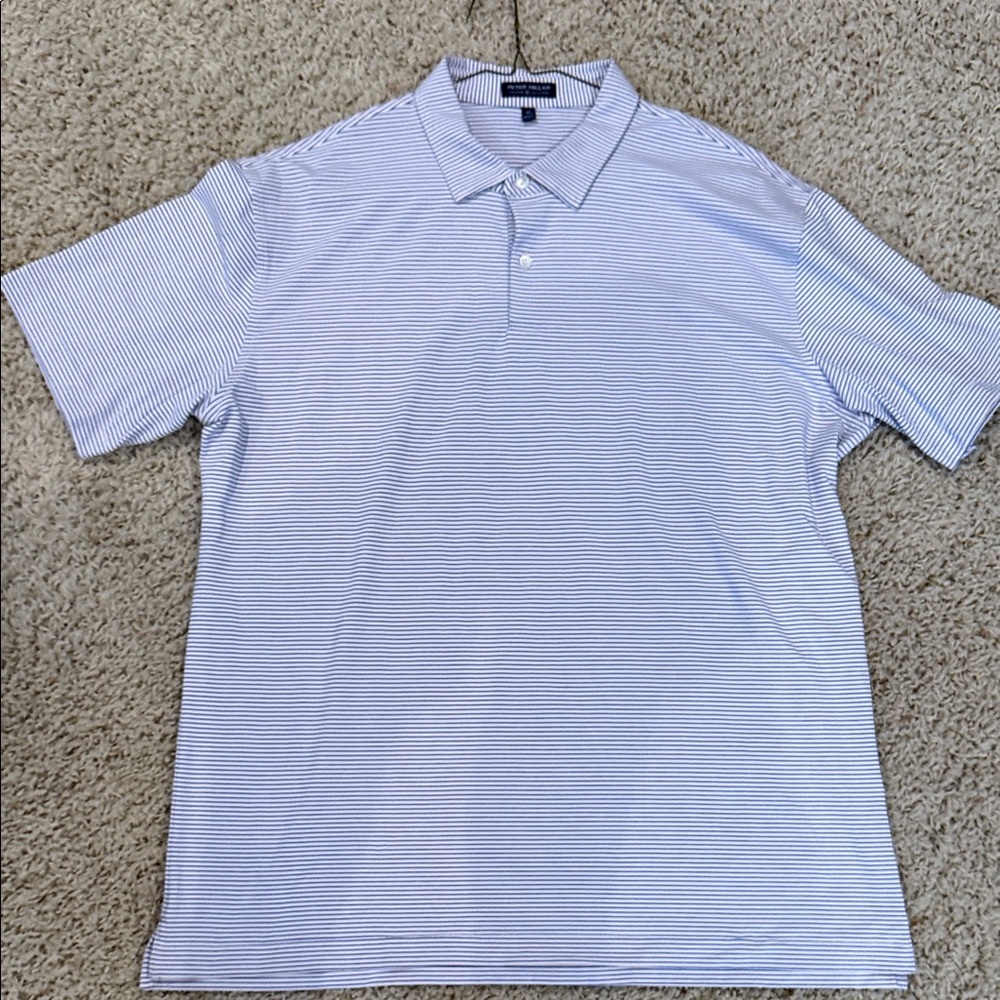 Peter Millar Light Blue Crown Comfort Striped Polo Shirt